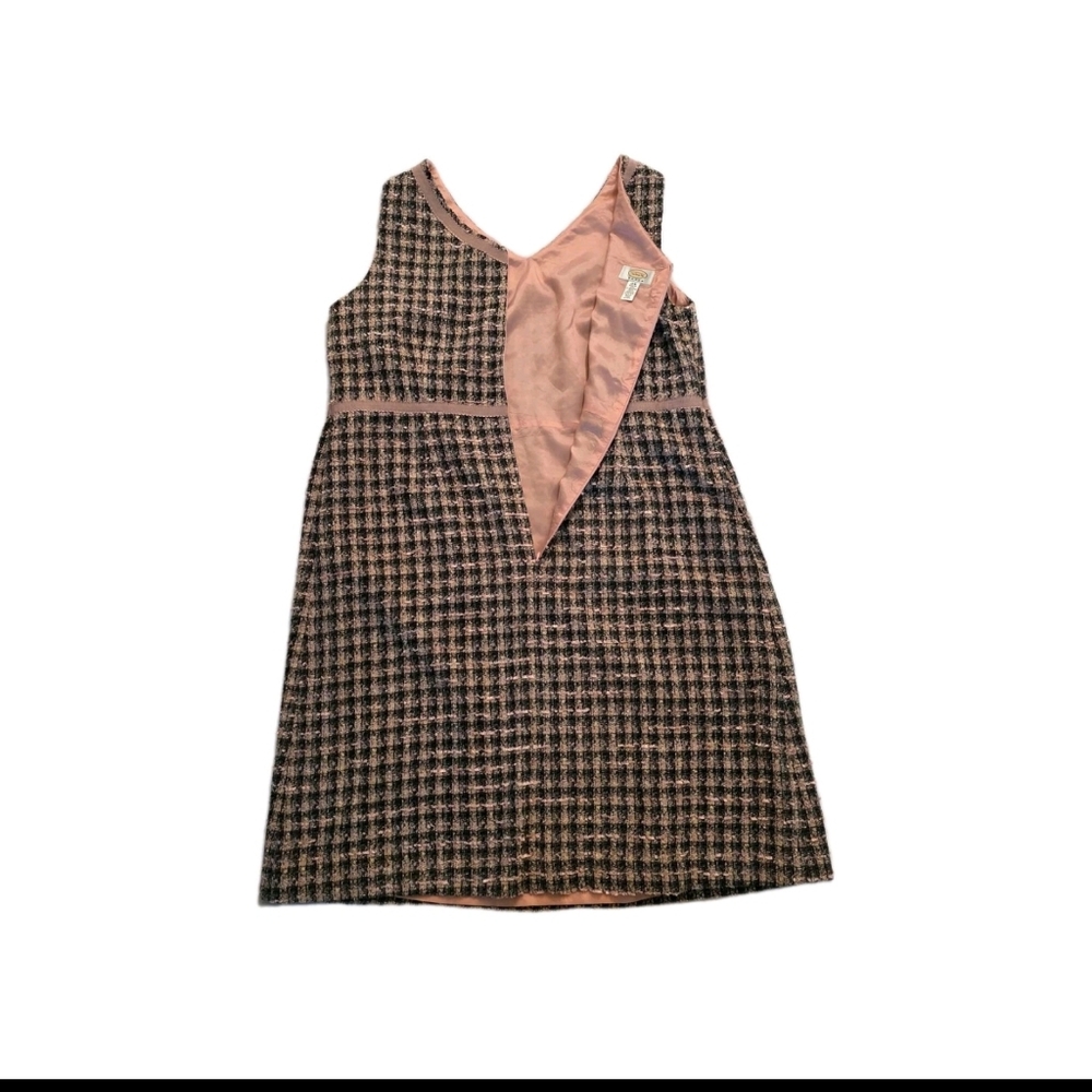 Talbots Tweed Sleeveless Sheath Dress Pink Womens 18W Plus Size Preppy Career - Picture 2 of 13